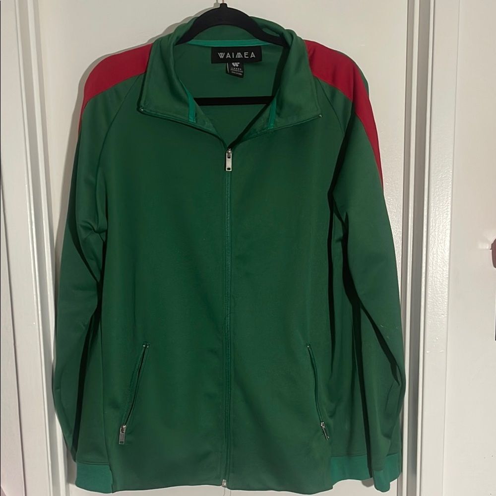 Green and Red Zip-Up Jacket